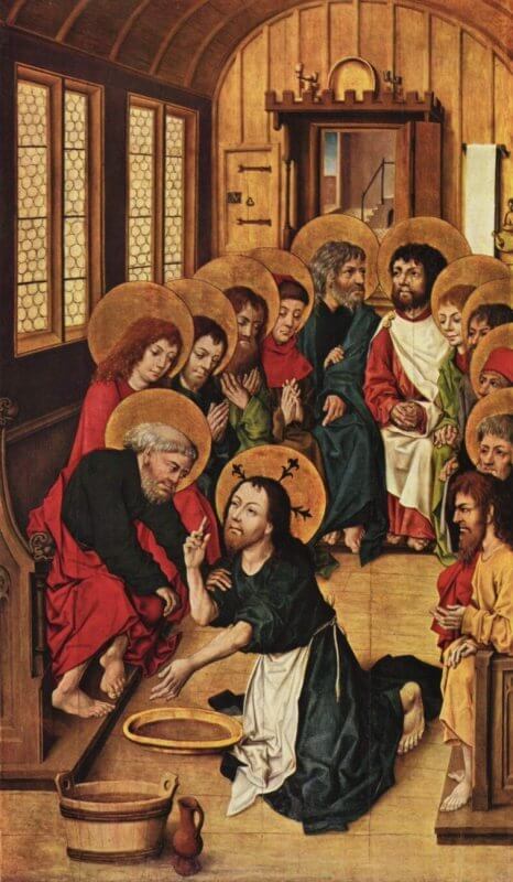 « Le Christ lavant les pieds des Apôtres » par le Maître du Cabinet d’Amsterdam