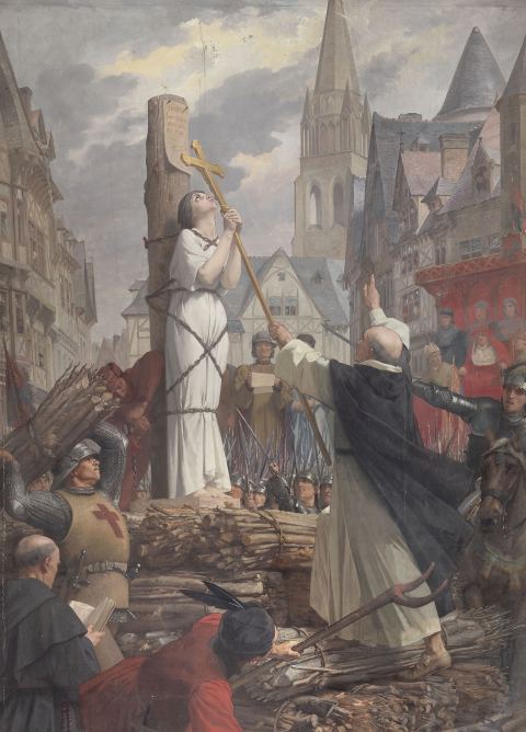 Jeanne d’Arc au bûcher dans le tableau du Panthéon de Jules Eugène Lenepveu
