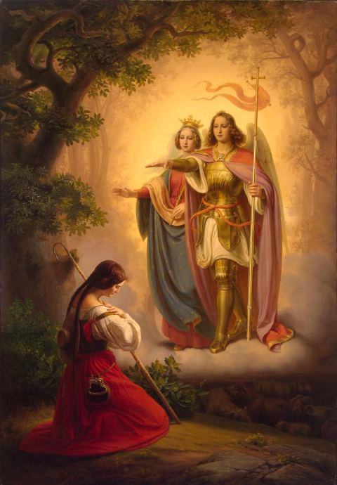 Jeanne d’Arc voyant sainte Catherine et saint Michel dans le tableau de 1843 de Hermann Anton Stilke